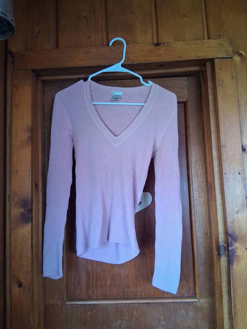 Old Navy Light Pink Ribbed V-Neck Sweater